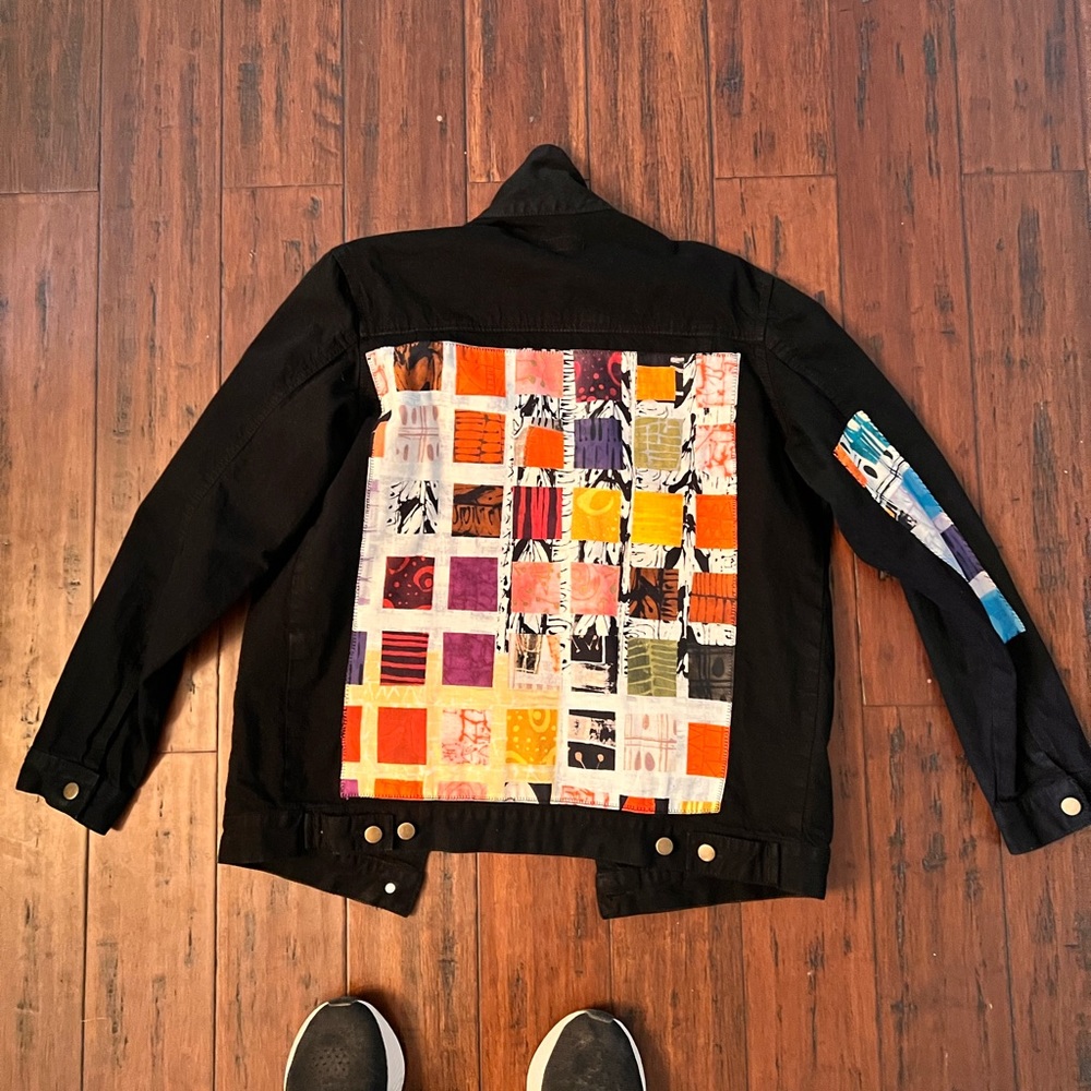 Custom Patchwork Black Jean Jacket - image 4
